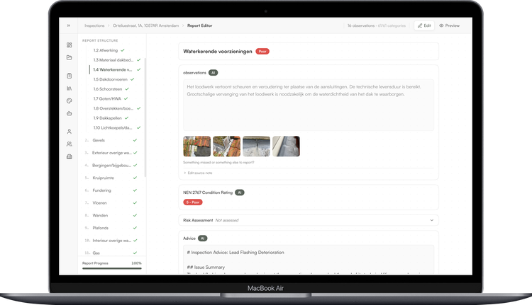 Kadero Report Editor — inspectierapport reviewen en bewerken